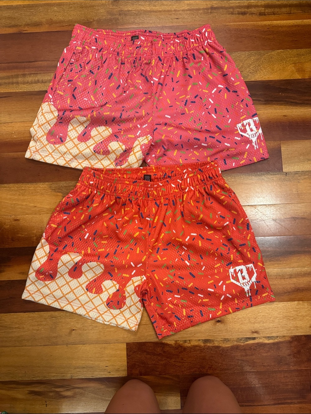 2 Pairs- Men's Baseball Lifestyle 101 Ice Cream Shorts- mesh athletic short